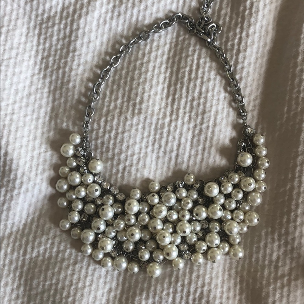 Costume Jewelry -  pearl and diamond necklace
